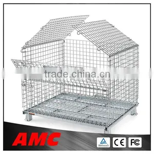 Foldable Metal Wire Mesh Storage Cage With Wheels thumbnail-1