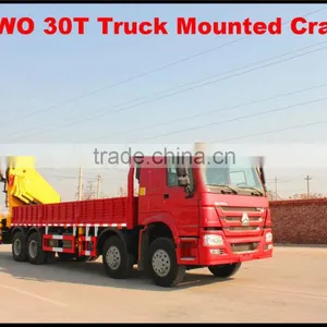Howo 8*4 380hp Euro3 30Ton Truck Mounted Crane for Sale Made in China thumbnail-1