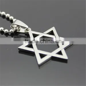 Wholesale Stainless Steel Hexagram Six Point Star Pendant Necklace thumbnail-4
