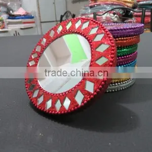 Rajasthani Indian Traditional Pocket Mini Mirror Purse Makeup Mirror thumbnail-2