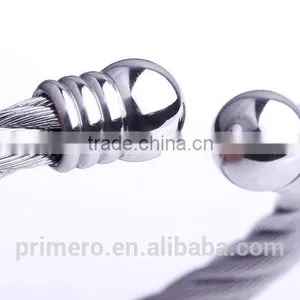 NEW Design Silver With 18K Gold Cable Cuff Bangles Classics Bracelet thumbnail-6