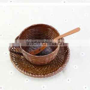 Natural Bamboo Coffee Cup,all Hand Make,cup Set With Spoon and Lid thumbnail-2