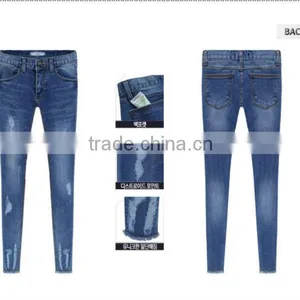 2014 Hot Sale Wholesale Women Jean Pants Denim Blue Lady Skinny Pencil Denim Jean Pants Price Cheapest Hot thumbnail-4