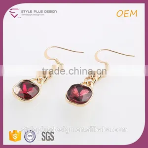 E78130I02 Alloy Earring From Medical Factory China Names Of Earring Styles Gold Plated Garnet Ruby Stone Drop Earrings thumbnail-2