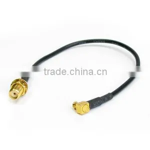 MCX Male Right Angle R/A to SMA Female Bulkhead With RG174 Cable, Cable Assembly, Pigtail, Jumper Cable thumbnail-1
