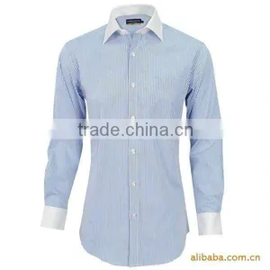 White Collar Striped Design 100% Cotton Mens Shirt thumbnail-1