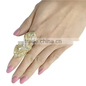 New Arrival Hollow Crystal Link Finger Ring Womens Fashion Ring Jewelry thumbnail-1