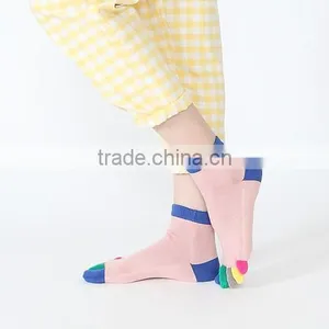 Custom OEM Design Bright Colored Yoga Pilates Toe Socks for Girl Winter Christmas Warm Cotton Toe Socks thumbnail-2