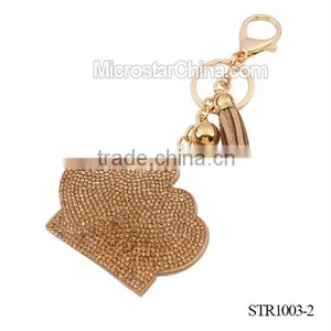 2016 Newest Wholesale Decorative Crystal Crown Shape Top Key Chain With Tassel thumbnail-3