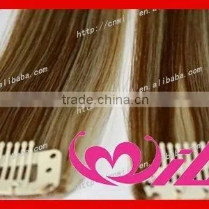 28 Inch Clip on Human Hair Extensions Fashion Mixed Color 1 Piece Clip in Hair Extensions thumbnail-1