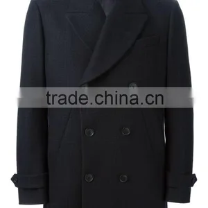 2014 New Style 100% Cashmere Black Double Breasted Men Coat thumbnail-1