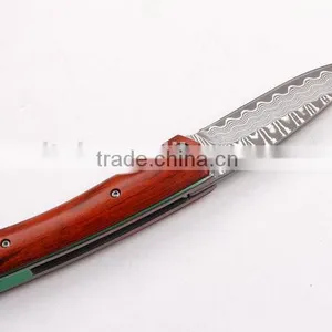 OEM Damascus Steel Pocket Knife With Survival Rope thumbnail-4