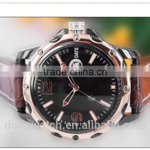Classical Model Water Resisant Mens Leather Watches With Calendar Good Quality From Golden Supplier thumbnail-3