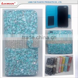 Hit Color Wallet Style Resin Diamond Leather Case for Iphone 5 6 7 6s thumbnail-1
