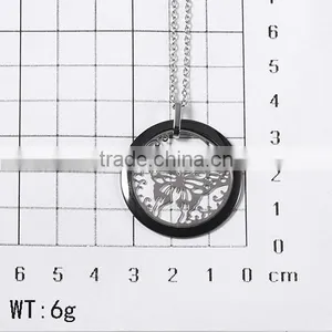 European Latest Model Fashion Butterfly Black Circle Necklace Jewelry for Female thumbnail-2