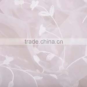 China Textile 2016 New Fashionable Voile Stripe White European Sheer Embroidery Curtains Fabric thumbnail-3