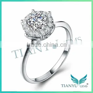 White Sliver Wedding Rings 10 Hearts & Arrows VVS1 E-F 1Carat Moissanite Engagement Rings for Women thumbnail-1