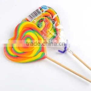Individual Wrapped Fruit Flavour Sweets Flat Swirl Rainbow Heart Shape Lollipop thumbnail-1