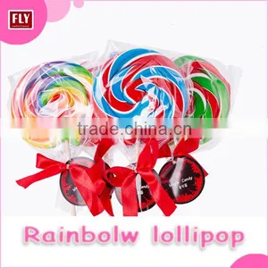 Halal Cheap Rainbow Fruit Flavour Swirl Round Flat Lollipop Candy thumbnail-3