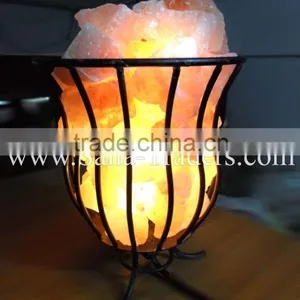 Orange Salt Lamp / Himalayan Salt Lamps / Iron Stand Lamps / Salt Lamps / Iron Lamps / Fancy Lamps/ Metal Basket Lamps / thumbnail-1