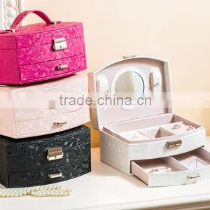 Chinese Factories Wholesale Custom Luxurious Leather Jewelry Box, Multi-function Makeup Box thumbnail-1