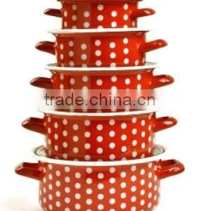 16/18/20/22/24CM 5PCS Flowers Decal Printing Enamel Casserole Set With Bakelite Handle thumbnail-4