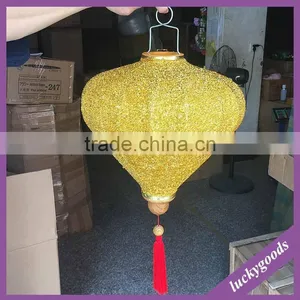 Hot Sale Hanging 12inch Gold Vietnamese Lantern for Decoration thumbnail-1