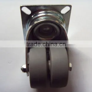 Gray Elastic Rubber Twin-wheel Castor thumbnail-1