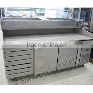 Marble Top And Professional Stainless Steel Pizza Prep Table/pizza Display Refrigerator/refrigerated Pizza Counter thumbnail-6
