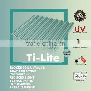 Taiwan Made Opaque Plastic Polycarbonate Corrugated Sheet (Ti-Lite Metallic Green ROMA) thumbnail-1