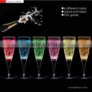 Customized Logo Printed Liquid Activated Plastic Light Up Flashing LED Champange Glass thumbnail-1