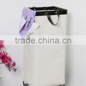Steel Material Laundry Square Canvas Storage Bin With Wheels thumbnail-1