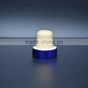 Blue Aluminum Cap With Synthestic Cork Wine Bottle Stopper thumbnail-1