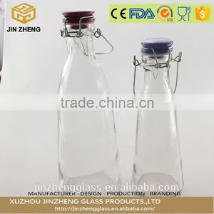 1000ml /500ml Cheap Price Easy Cap Beer Bottles Glass Wine Bottle With Metal Clip thumbnail-1