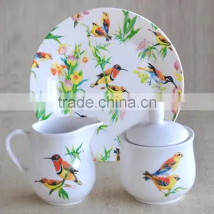 Porcelain Sugar Pot& Milk Pot + 7.5'' Plate Set With Customized Printing thumbnail-1