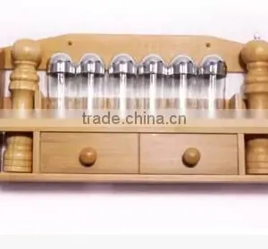 Functional Kitchen Bamboo Spice Rack With Glass Spice Jar thumbnail-1