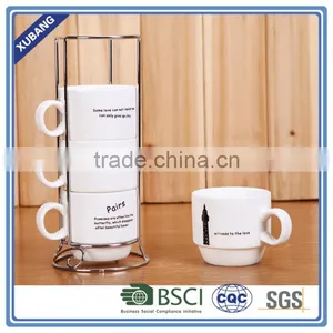 2016 New Design Ceramic Coffee Cups Set of 4pcs With Metal Rack for Sale thumbnail-4