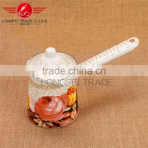 Hot Sale 3pcs Full Decal Enamel Round Handle Coffee Bucket / Coffee Jug Setwith Cover thumbnail-3
