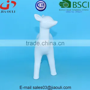 Christmas Decorative Glazed White Ceramic Standing Deer for Home Decor thumbnail-1