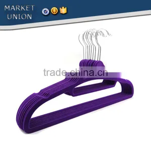 ABS Plastic Velvet Antiskid Suit Hangers Flocking Clothes Hanger With Pulley thumbnail-4