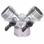 Zinc Y- Hose Joint With Valve Inside Female Thread Inlet With Two Outside Male Thread Outlets thumbnail-1