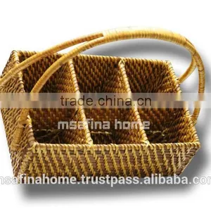 6 Full Rattan Flatware Caddies thumbnail-1