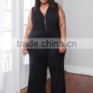The New Fashion Ladies Plus Size Dress Sleeveless Black Jumpsuit for Fat Women thumbnail-2