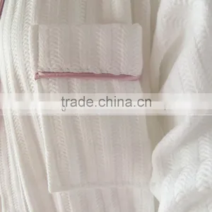 Tow Colors Hotels Unisex White Thick Absorbent Soft Cotton Robe Winter Long Sleeve Bathrobes Women Warm Stripe Waffle Bathrobes thumbnail-4