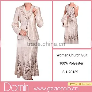 Fashionable Ladies Three Pieces Skirt Sets for Women Blouses for Church thumbnail-1