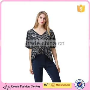 New Design Ladies Heavy Sequin Embroideried Embellishment Beaded Top Women Blouse thumbnail-1