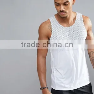 High Quality New Design Custom Grey White Color Gym Wear Comfortable 100% Polyester Micromesh Fashion Men's Sport Dry Fit Vest thumbnail-1