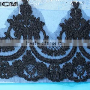 Cotton Lace Embroidery Wedding Fabric Trims for Bridal Wedding Apparel BY YARD thumbnail-3