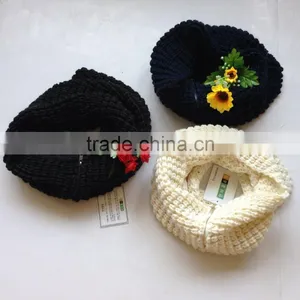 Cashmere Fashion Winter Knitted Factory Make Round Knit Scarf thumbnail-3