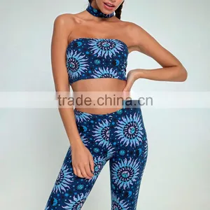 Custom 3 Pieces Leggings 90% POLYESTER 10% ELASTANE Sexy Bikini Pants Sublimation Print Summer Set thumbnail-2